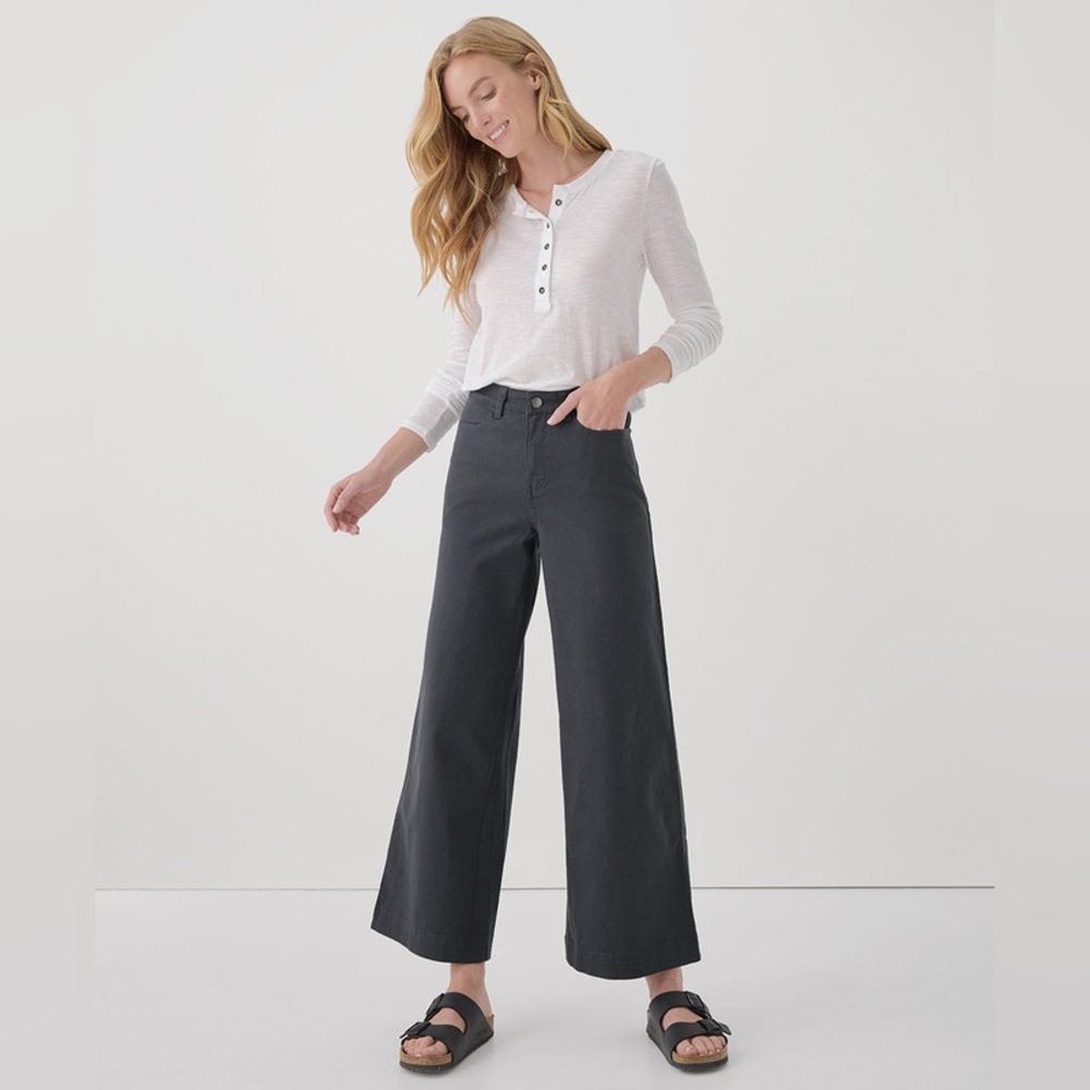 NWT✨ Pact Organic Stretch Twill Denim Wide Leg Pant - Picture 4 of 12